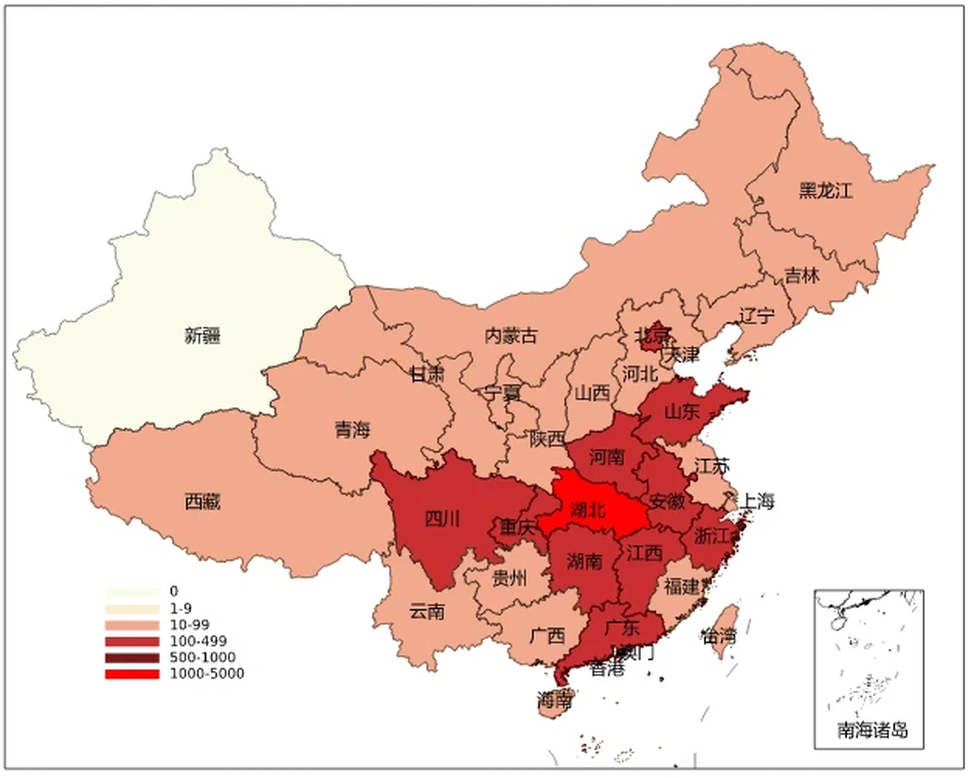 中国各省市电影票房分布热力地图